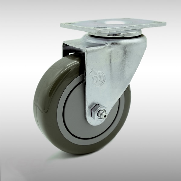 4 Inch SS Gray Polyurethane Wheel Swivel Top Plate Caster